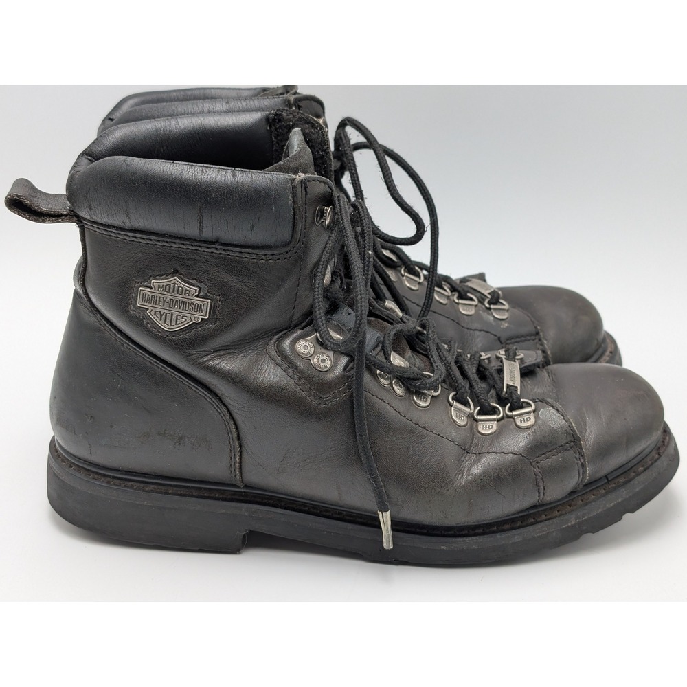Harley Davidson Boots Mens 11 Black Leather Lace Up Biker Motorcycle D83610 Lug